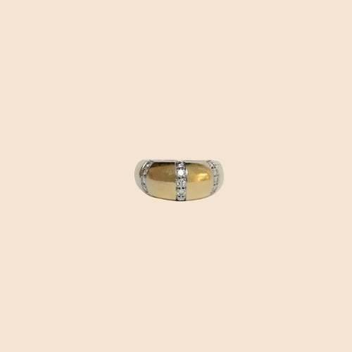Bague 50 Bague n° 145 - Bague dôme en or jaune 18 carats et diamants 58 Facettes