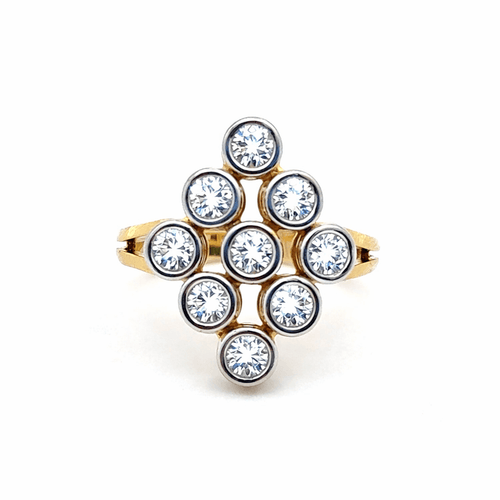 Bague Bague en or jaune 18 carats et diamants, motif rhomboïde 58 Facettes 50433