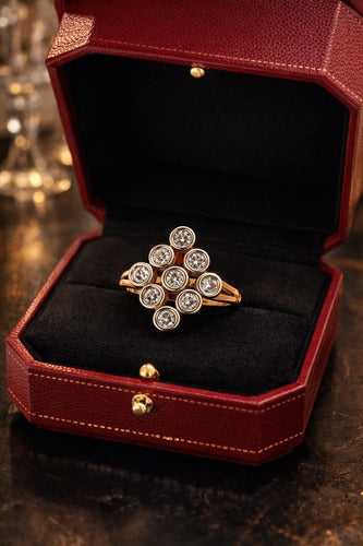 Bague Bague en or jaune 18 carats et diamants, motif rhomboïde 58 Facettes 50433