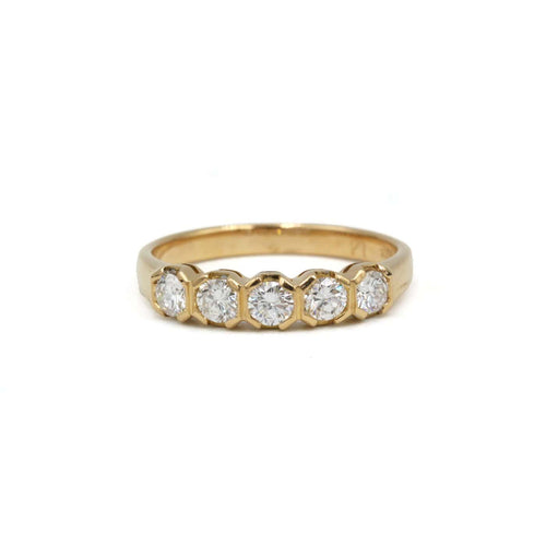 Bague 52 Demi-alliance - Bague en or jaune 750‰ et diamants 58 Facettes 260102R