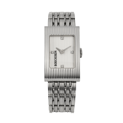Montre Boucheron Reflet - Montre rectangulaire en acier et diamants 58 Facettes 263