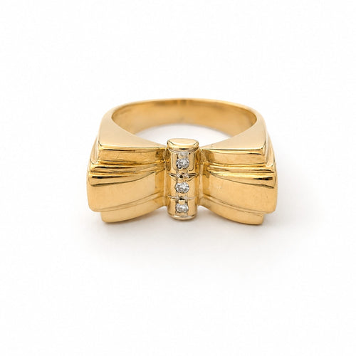 Bague 49 Bague nœud en or jaune et diamants 58 Facettes 35985