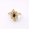 Bague 55 Bague florale en or jaune, rubis cabochon et diamants 58 Facettes 35964