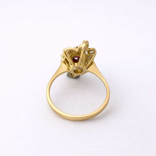 Bague 55 Bague florale en or jaune, rubis cabochon et diamants 58 Facettes 35964
