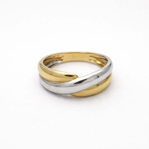 Bague 56 Bague entrelacée en or jaune et or blanc 58 Facettes 35220
