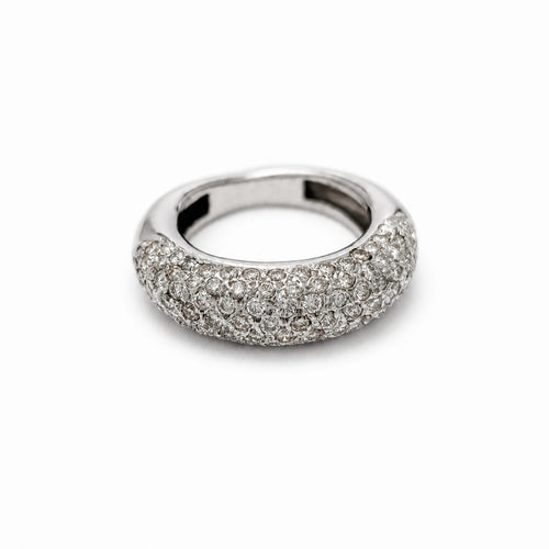 Bague 49 Alliance demi-jonc en or blanc pavée de diamants 58 Facettes 35222