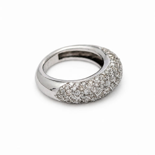 Bague 49 Alliance demi-jonc en or blanc pavée de diamants 58 Facettes 35222