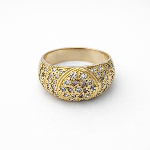 Bague 55 Bague dôme en or jaune et diamants 58 Facettes 35214
