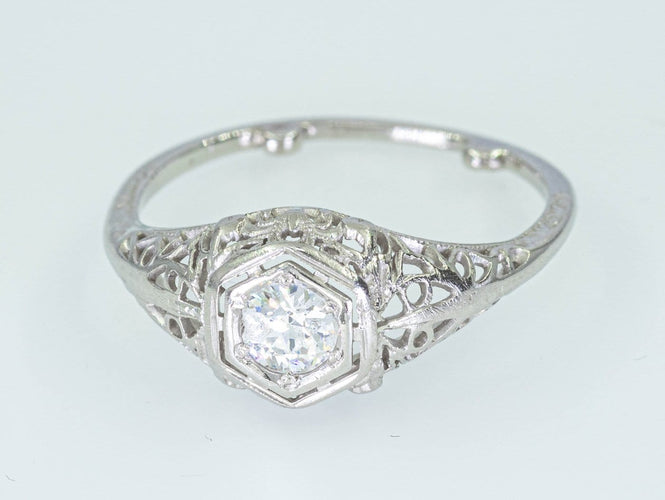 Bague Bague entourage en or blanc 14 ct avec diamant 0,50 ct 58 Facettes L12