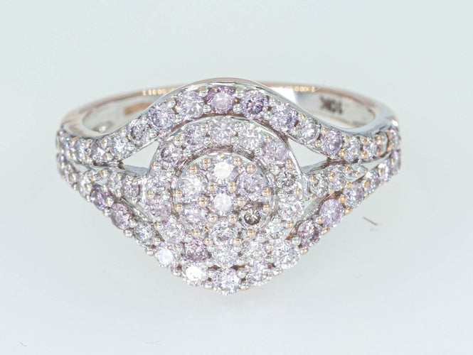 Bague 55 Bague entourage - Or rose 14 ct et diamants roses 1,02 ct 58 Facettes AQ48