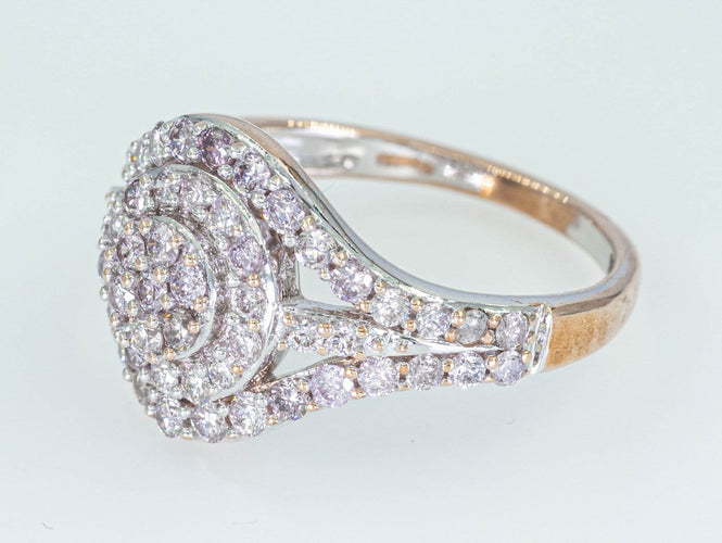 Bague 55 Bague entourage - Or rose 14 ct et diamants roses 1,02 ct 58 Facettes AQ48