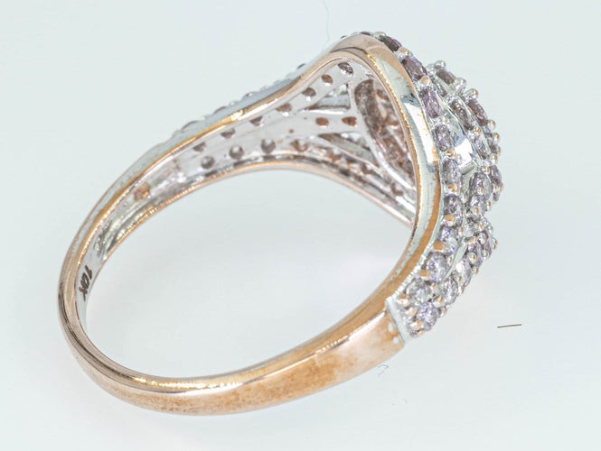 Bague 55 Bague entourage - Or rose 14 ct et diamants roses 1,02 ct 58 Facettes AQ48
