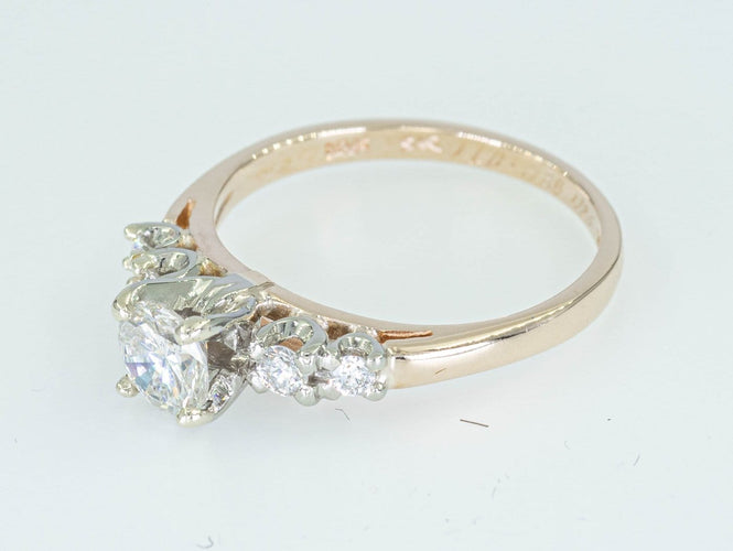 Bague 48 Bague entourage - Or bicolore 14 ct et diamants 0,60 ct 58 Facettes 022X