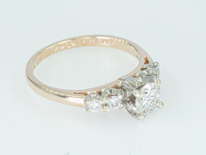 Bague 48 Bague entourage - Or bicolore 14 ct et diamants 0,60 ct 58 Facettes 022X