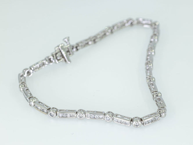 Bracelet Bracelet tennis - Or blanc 14 ct et diamants 1,03 ct 58 Facettes AS10