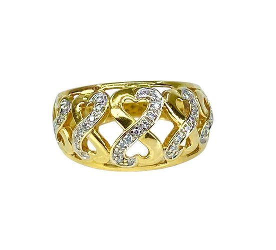 Bague 52 Bague jonc cœurs en or jaune 18 carats et diamants 58 Facettes AB702