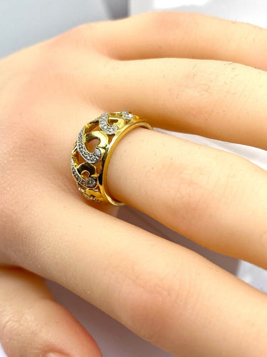 Bague 52 Bague jonc cœurs en or jaune 18 carats et diamants 58 Facettes AB702
