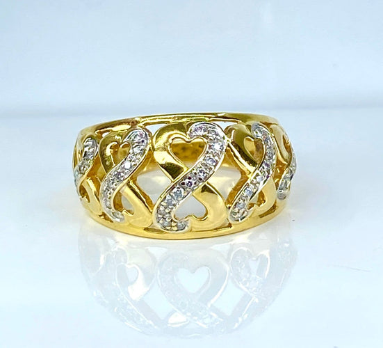 Bague 52 Bague jonc cœurs en or jaune 18 carats et diamants 58 Facettes AB702