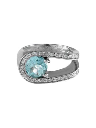 Bague 55 Bague U en or blanc et diamants 58 Facettes BO/170001