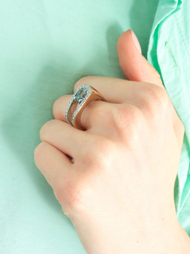 Bague 55 Bague U en or blanc et diamants 58 Facettes BO/170001