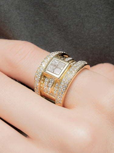 Bague 58 Bague moderne en or jaune et diamants 58 Facettes 210033