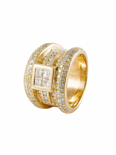 Bague 58 Bague moderne en or jaune et diamants 58 Facettes 210033