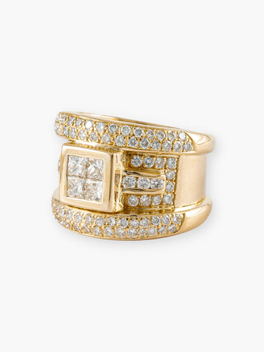 Bague 58 Bague moderne en or jaune et diamants 58 Facettes 210033