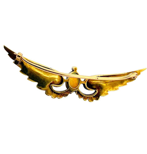 Broche Broche ancienne ailes en or jaune 18K, opale et diamants 58 Facettes Ailes