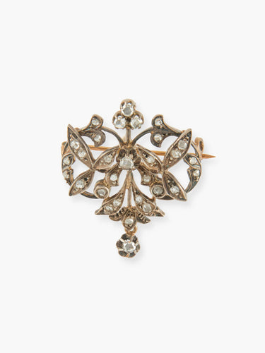 Broche Broche ancienne feuillage en or jaune et diamants 58 Facettes 170007