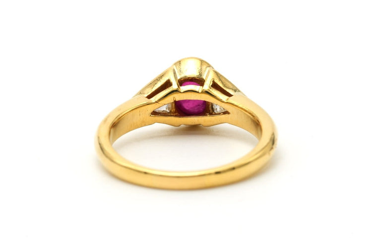 Bague 55 Bague contemporaine en or jaune avec rubis et diamants 58 Facettes 23347