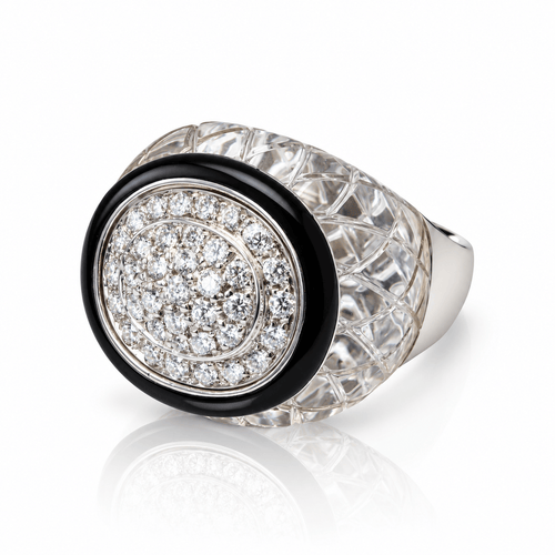 Bague 54 David Webb - Bague en or blanc et diamants 58 Facettes