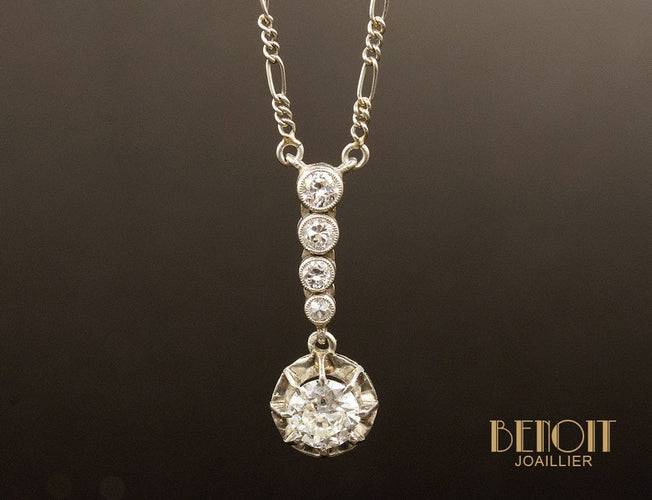 Pendentif Pendentif Art déco 1920 en platine et diamants 58 Facettes C1686