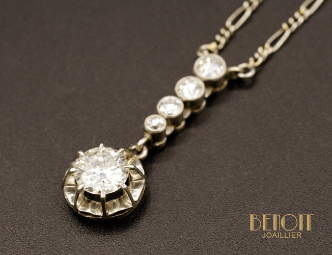 Pendentif Pendentif Art déco 1920 en platine et diamants 58 Facettes C1686