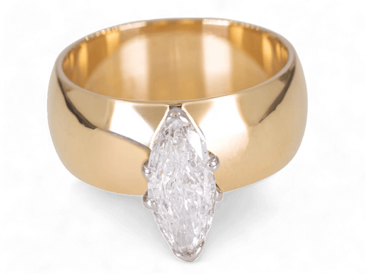 Bague Bague solitaire marquise 1,10 ct en or 14K (585) 58 Facettes AC77