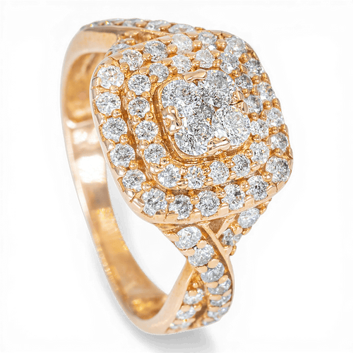 Bague 51 Bague en or jaune 585 - Diamant naturel 0,85 ct 58 Facettes AS18