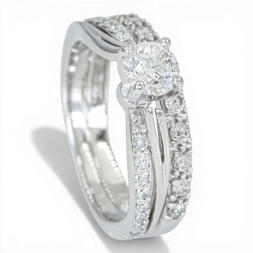 Bague 53 Bague en or blanc 585 - 0,75 ct diamants 58 Facettes AY47