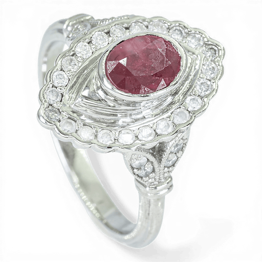 Bague 53 Bague en platine 950 avec diamant 0,24 ct et rubis 1,06 ct 58 Facettes WA19