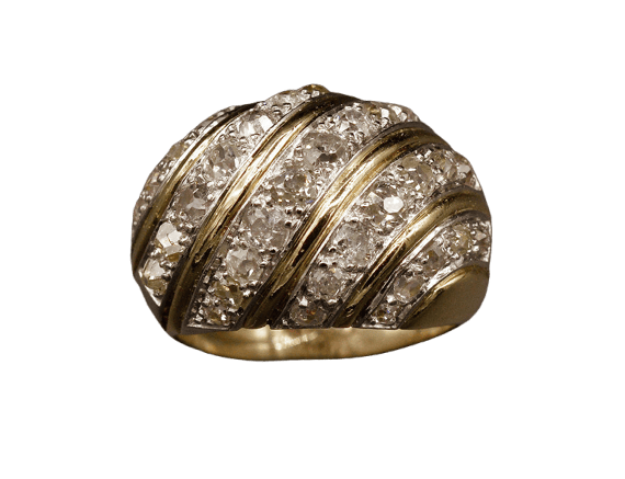 Bague Bague boule en or jaune, platine et diamants 58 Facettes A9645