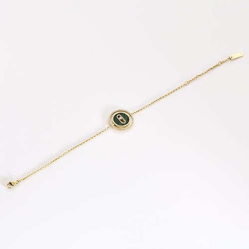 Bracelet Messika - Bracelet Lucky Move Malachite or jaune et diamants. PM 58 Facettes 58FC48-1