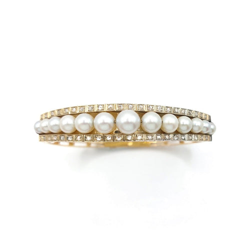 Bracelet Belle Époque - Bracelet jonc ouvrant en or jaune 18 k et perles 58 Facettes 249