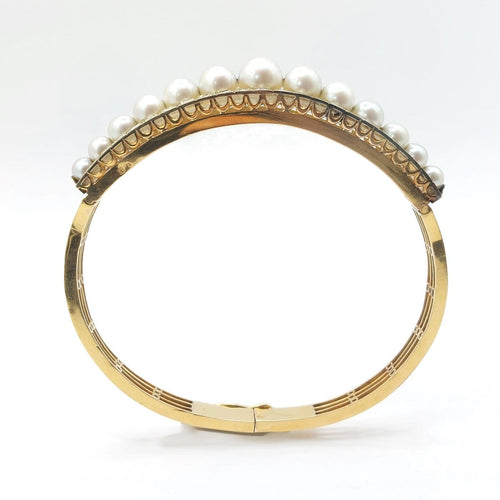 Bracelet Belle Époque - Bracelet jonc ouvrant en or jaune 18 k et perles 58 Facettes 249