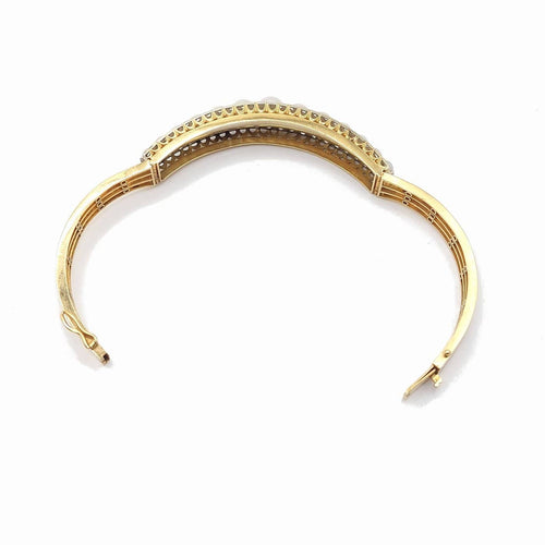 Bracelet Belle Époque - Bracelet jonc ouvrant en or jaune 18 k et perles 58 Facettes 249