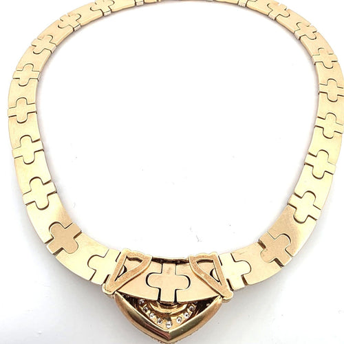 Collier Collier en or jaune et blanc 18 ct avec saphir cabochon et diamants 58 Facettes 227/26 A SHD 116/26
