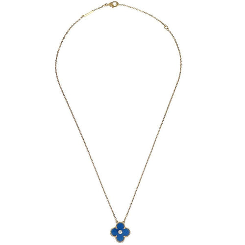 Pendentif Van Cleef & Arpels - Pendentif Vintage Alhambra en or jaune et porcelaine bleue de Sèvres, diamant 58 Facettes pze6vvdopo