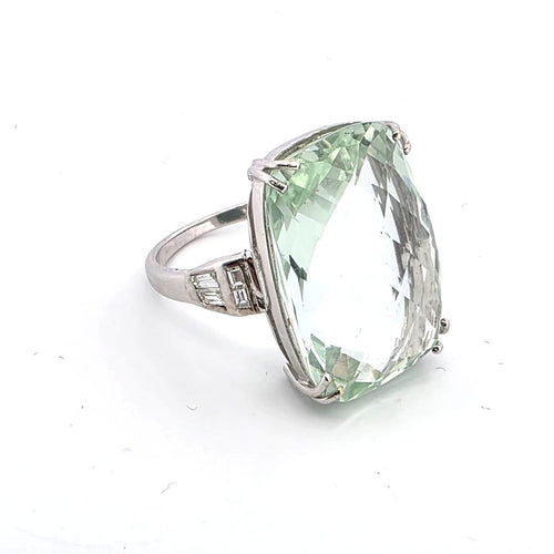 Bague 58 Bague - Aigue-marine verte en or blanc 18 ct 58 Facettes 221/26 B 114/26