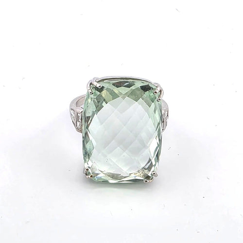 Bague 58 Bague - Aigue-marine verte en or blanc 18 ct 58 Facettes 221/26 B 114/26
