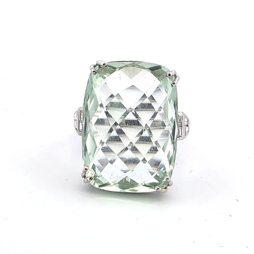Bague 58 Bague - Aigue-marine verte en or blanc 18 ct 58 Facettes 221/26 B 114/26