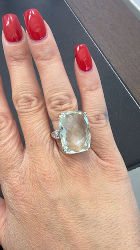 Bague 58 Bague - Aigue-marine verte en or blanc 18 ct 58 Facettes 221/26 B 114/26