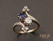 Bague Bague 1900 toi et moi en or rose, platine, saphir et diamants 58 Facettes A10231