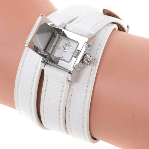 Montre Hermès Médor - Montre quartz en acier laqué et cuir 58 Facettes ikr7n8